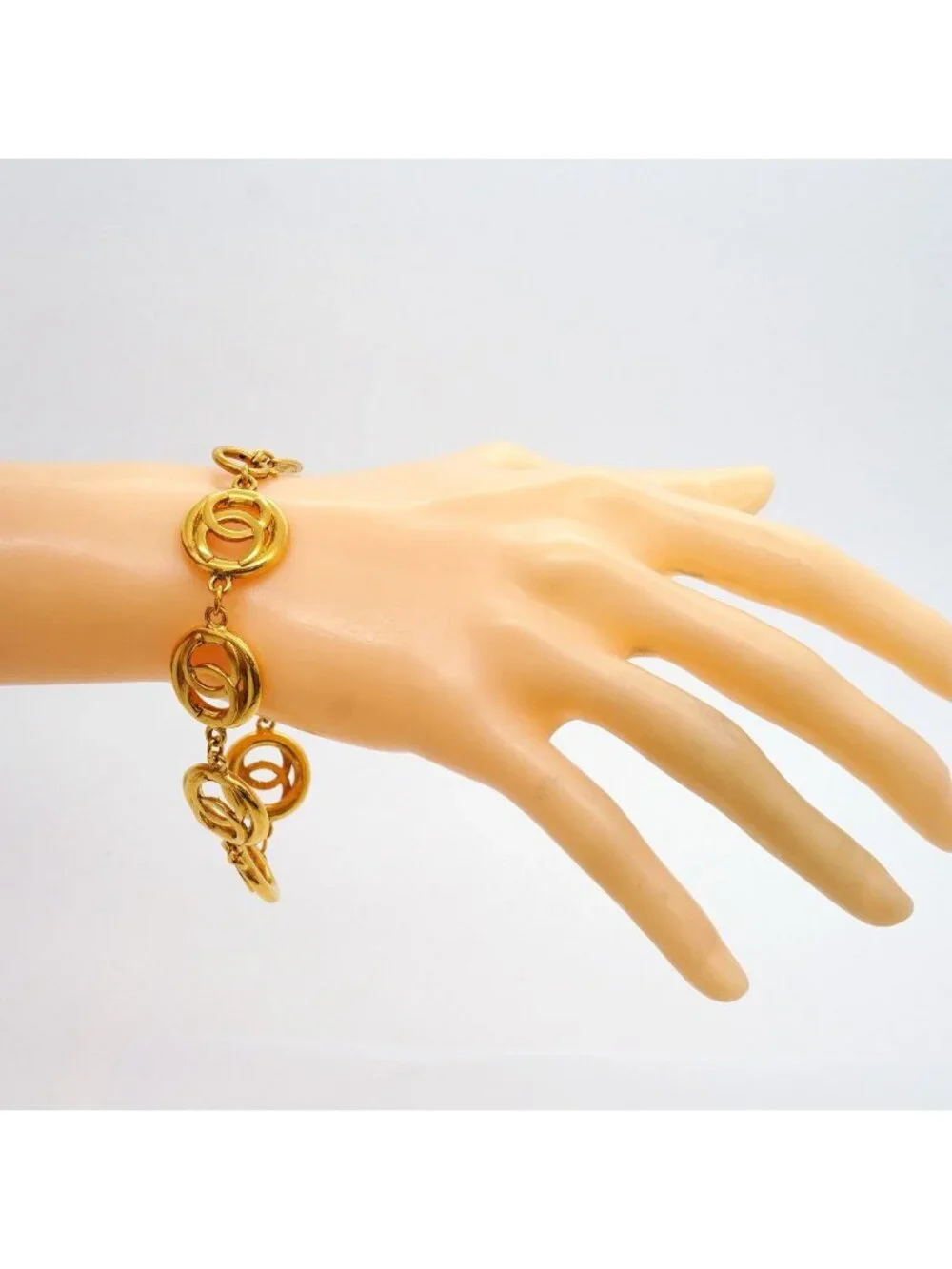 Chanel Bracelet Vintage CC Logo Round Circle Gold Plated